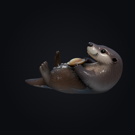 Wet Otter with Clam 3D model