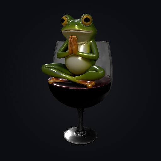 Yoga Frog in Wine Glass 3D model