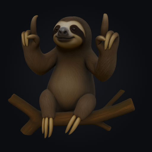 Sloth Double Middle Fingers 3D model
