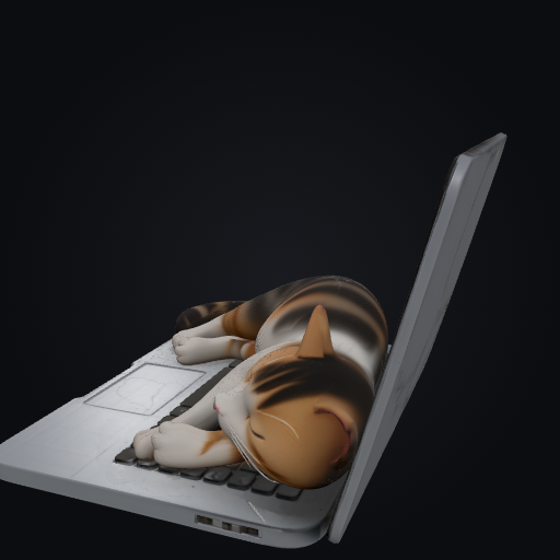 Napping Cat on Keyboard 3D model