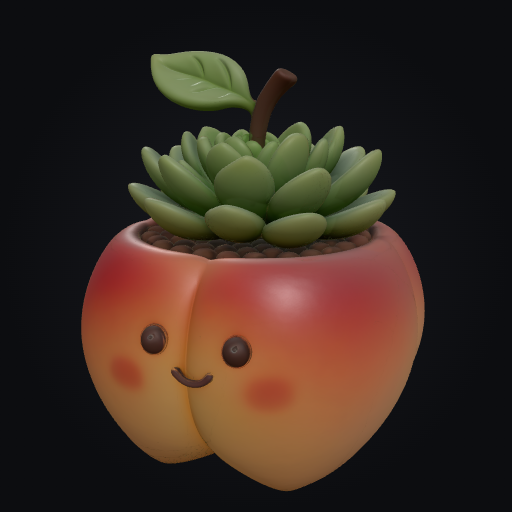 Peach Emoji Planter 3D model