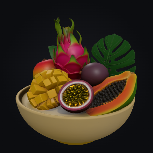 Tropical Fruit Bowl 3D model